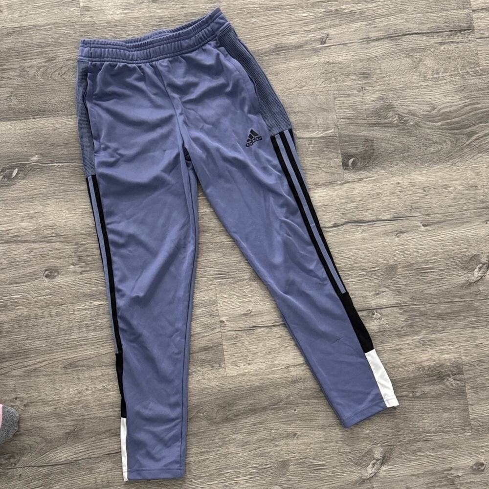 Adidas Lightweight Blue/Gray Straight Fit Track Pants with Ankle Zippers